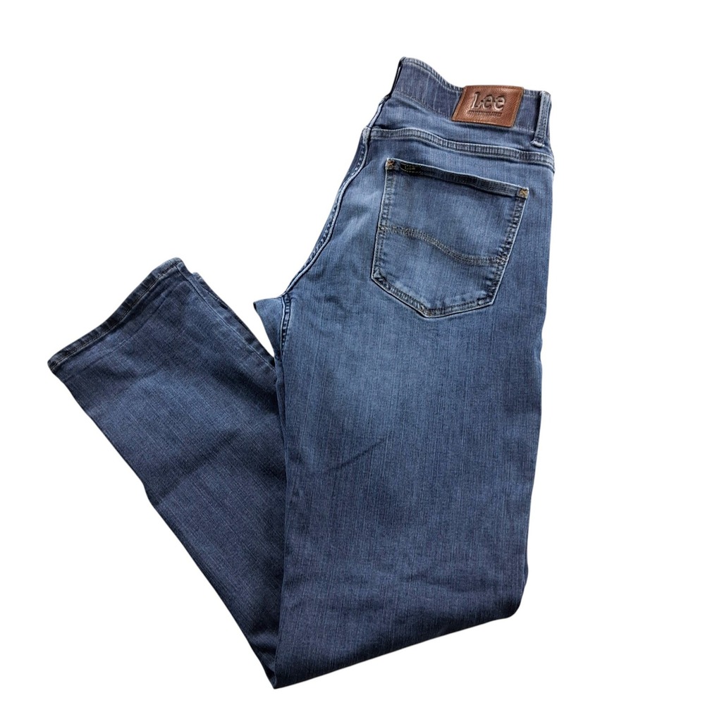 Lee Extreme Motion Jeans Mens 32x34 Blue Slim Straight Tapered Leg Denim 19146